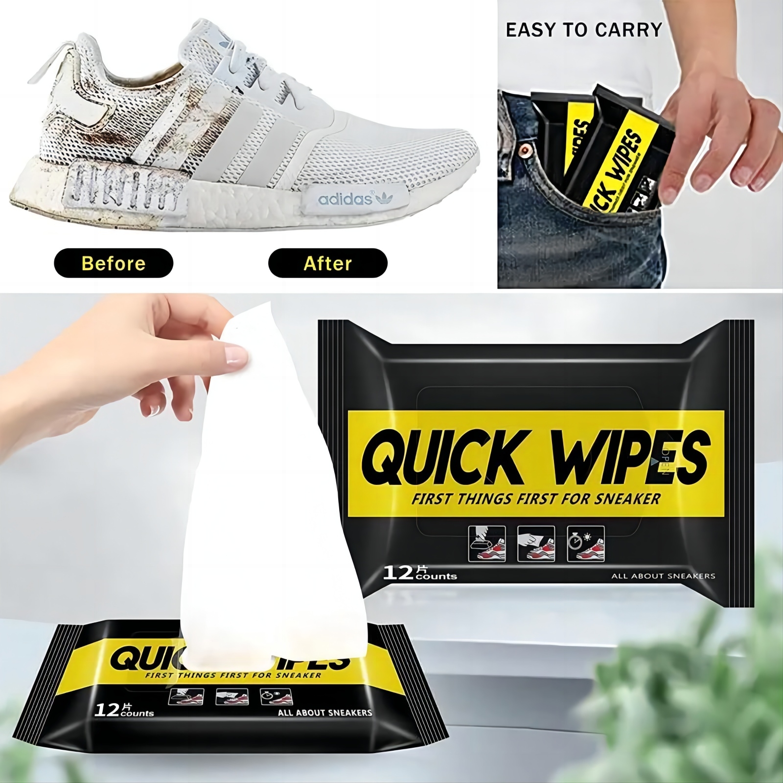 Disposable white Shoes Cleaning Wipes Sneakers Cleaning